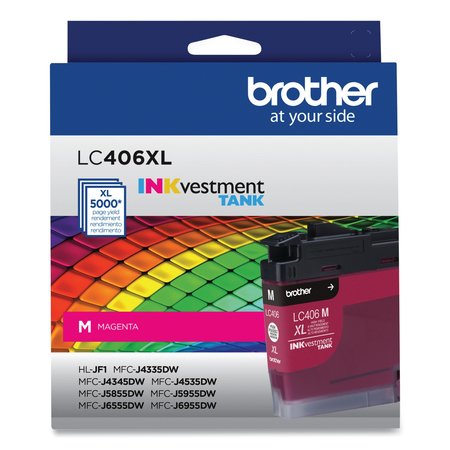 BROTHER LC406XLMS INKvestment High-Yield Ink, 5,000 Page-Yield, Magenta LC406XLMS